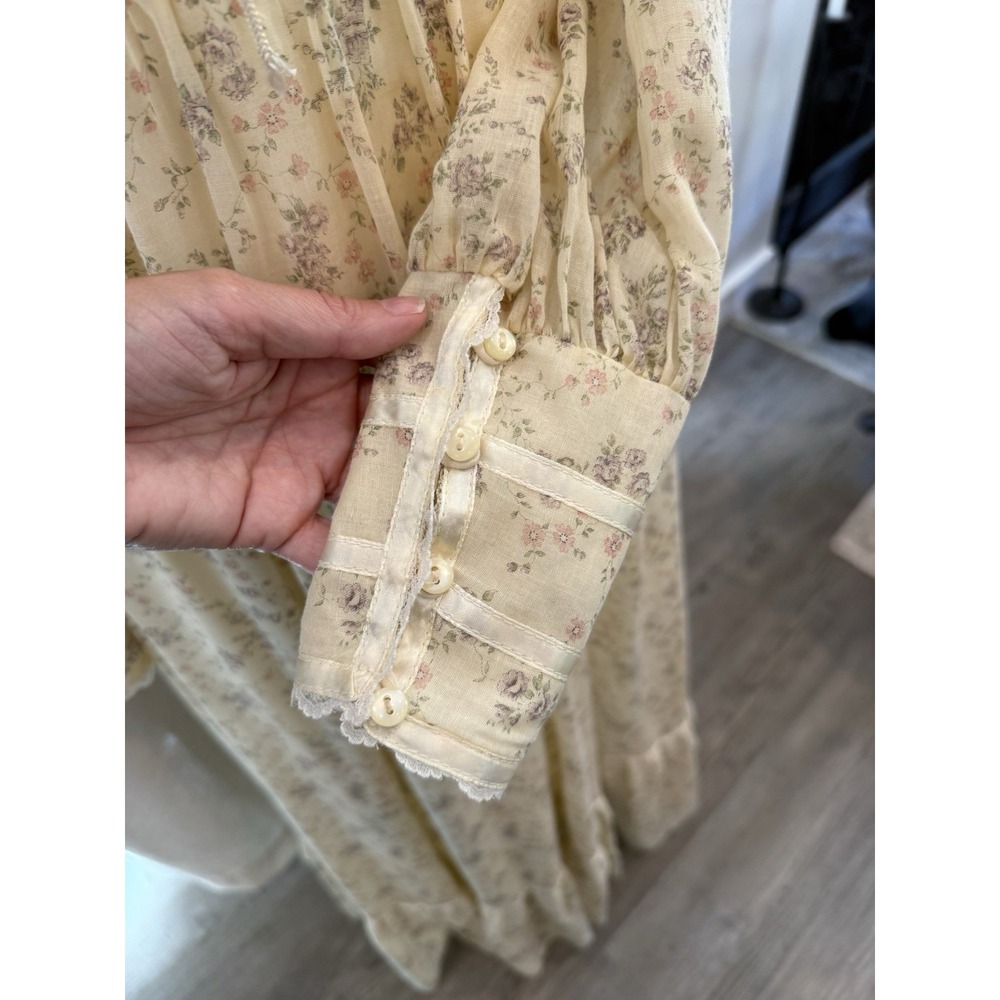 Vintage Gunne Sax Jessica XS Victorian Prairie Floral Lace Maxi Dress 26W - Picture 4 of 11